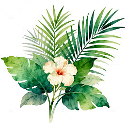 水彩热带植物花卉装饰画