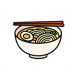 简约拉面美食插画设计元素