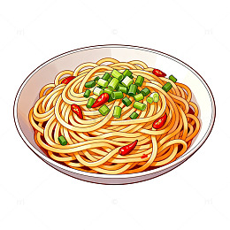 卡通面条美食插画设计素材