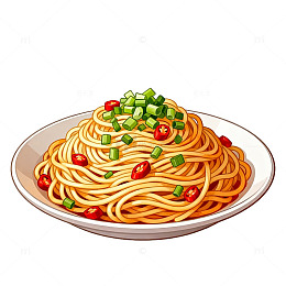 卡通风格意大利面美食插画