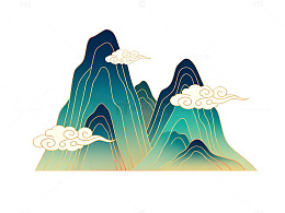 中国风山水画矢量图形设计素材
