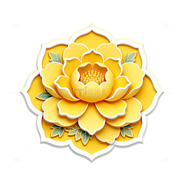剪纸风黄色花朵图案设计元素
