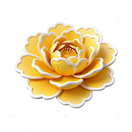 纸艺风格金黄色花朵图案