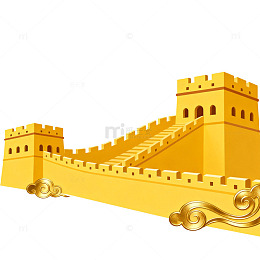 金黄色长城建筑模型图样