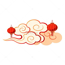 云中红灯笼图案插画