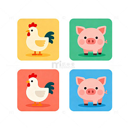 卡通动物插画设计元素