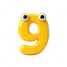 可爱数字9卡通形象设计素材