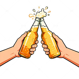 卡通啤酒碰杯庆祝插图