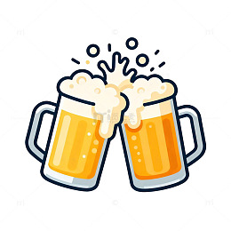 卡通啤酒碰杯图案设计元素