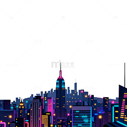 霓虹都市夜景矢量插画