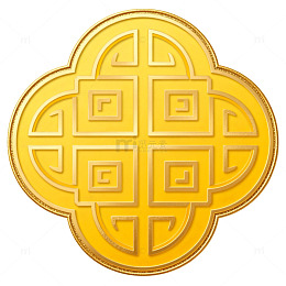金色中国结传统图案徽章