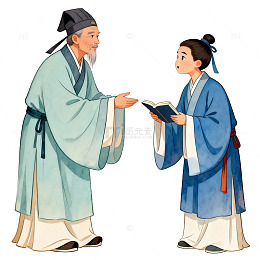 古风师生教学插画素材