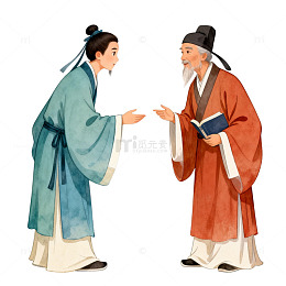 古风人物对话插画设计素材