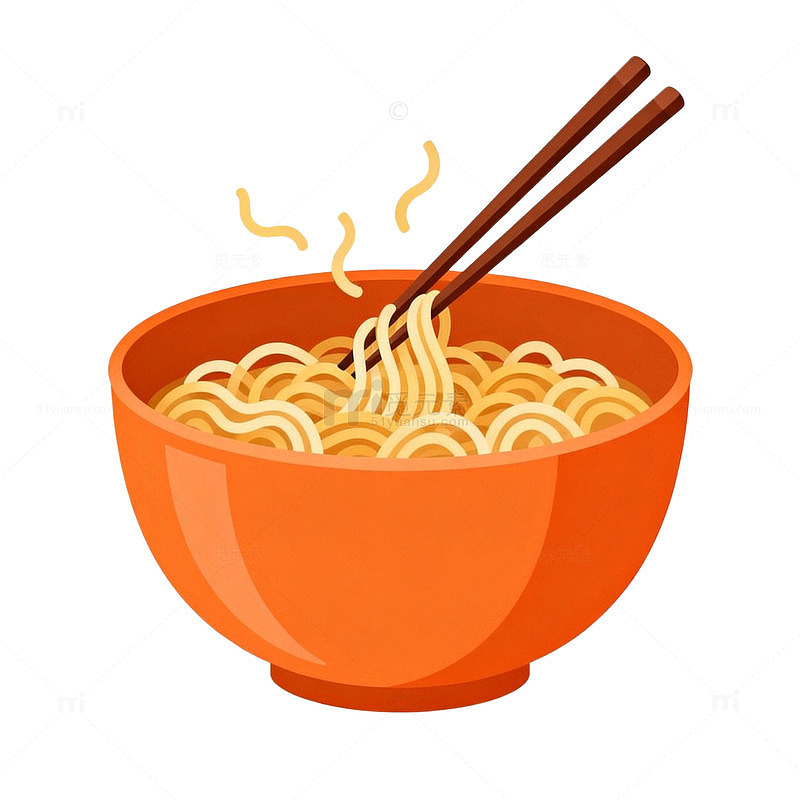卡通风格面条插画设计素材