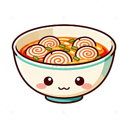 可爱卡通拉面美食插画
