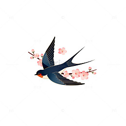 燕子梅花插画设计图