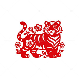 剪纸虎年图案传统文化元素