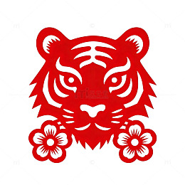 剪纸风格老虎图案