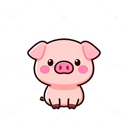 可爱卡通小猪插画设计素材