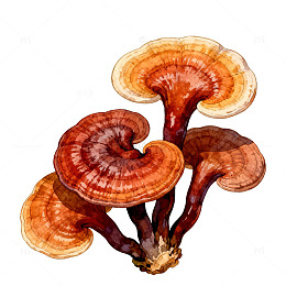 灵芝手绘插画素材