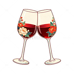 彩绘酒杯庆典装饰图案
