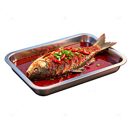香辣烤鱼美食插画