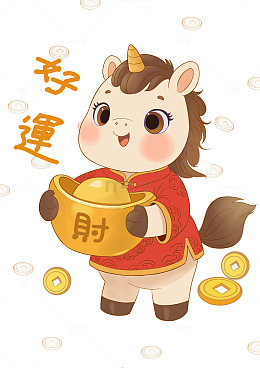 小马抱金元宝接好运
