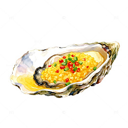水彩风味生蚝美食插画