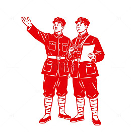 革命战士红色剪纸剪影党建免扣素材