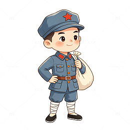 手绘红军小战士长征免扣素材