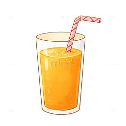 高清夏日橙汁饮品手绘卡通免扣素材