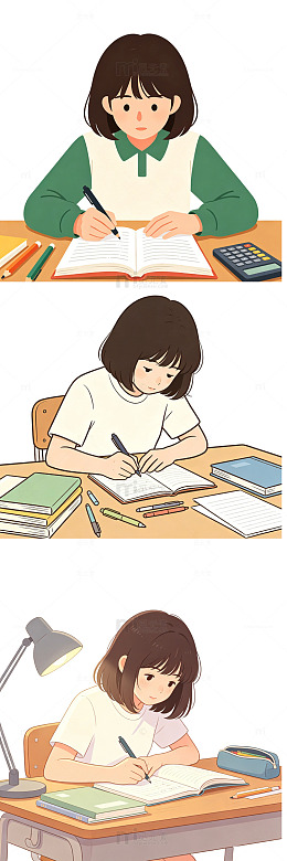 学生学习写作业元素