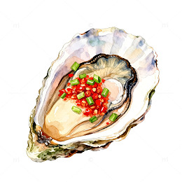 水彩生蚝美食插画素材