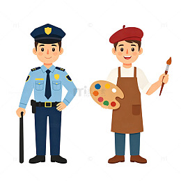 卡通 扁平 警察 画家 简约