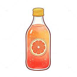手绘卡通西柚汽水夏季解暑饮品免扣素材