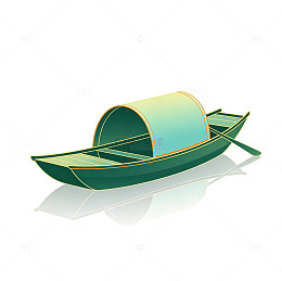 扁平国潮夏日中式渔船简约矢量免扣插画素材
