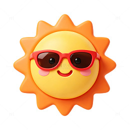3D拟人戴墨镜太阳夏日防晒卡通免扣素材