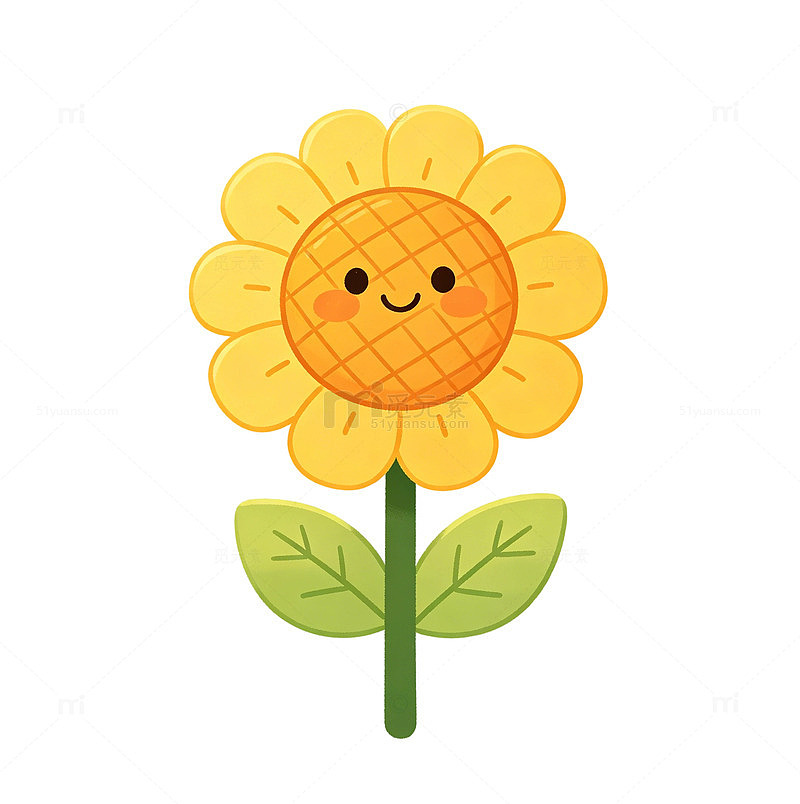 扁平卡通拟人向日葵夏日软萌免扣插画素材
