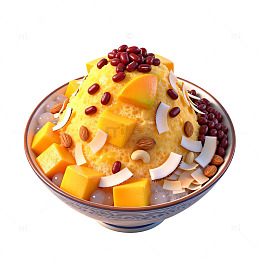 芒果红豆冰沙甜品美食图片