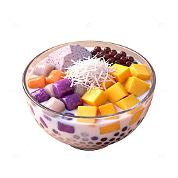 水果珍珠甜品美食插画
