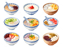 中式甜品美食插画