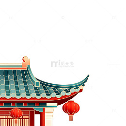 中国风古建筑红灯笼元素设计素材