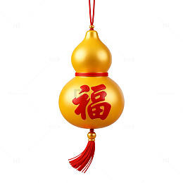 金色福字葫芦挂件设计素材