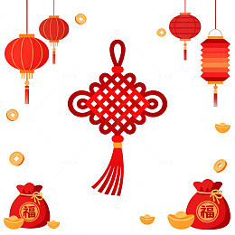 红色中国风节日装饰素材