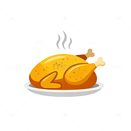 卡通烤鸡美食插画设计元素