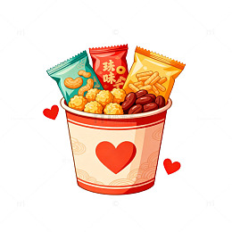 卡通零食桶插画设计素材