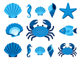 海洋元素卡通插画设计素材