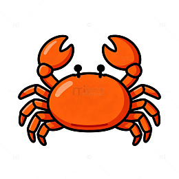 卡通橙色螃蟹插画素材