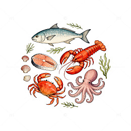 海鲜插画设计素材
