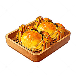 卡通风格美食插画螃蟹